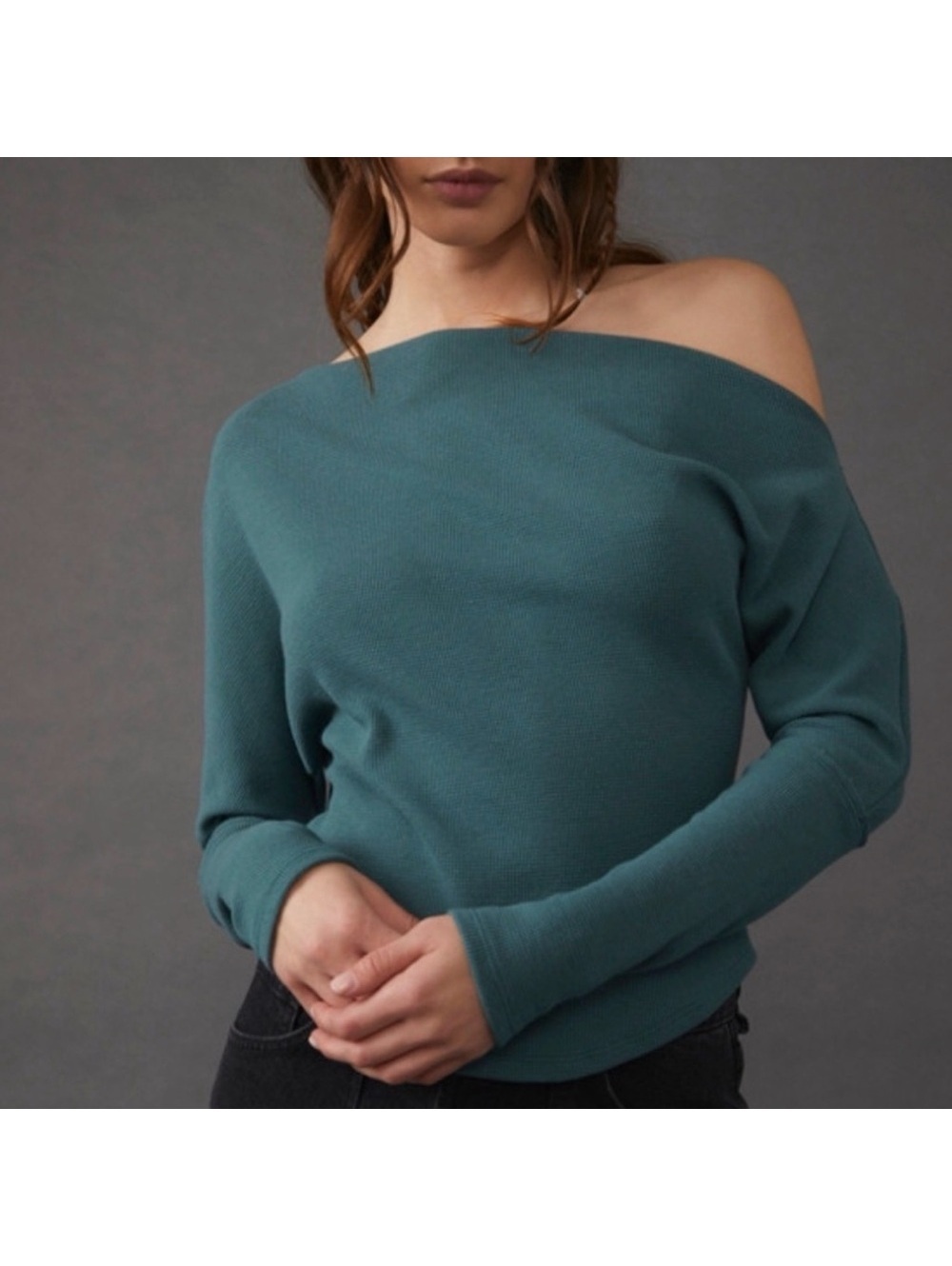 Free People We the Free Fuji Waffle Knit Off the Shoulder Thermal size small